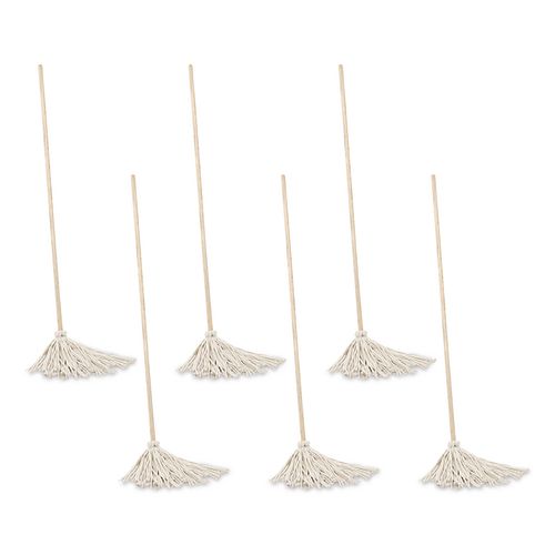 Handle/Deck Mops, #12 White Cotton Head, 48" Natural Wood Handle, 6/Pack