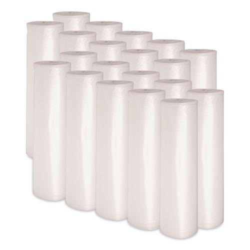 High-Density Can Liners, 16 gal, 7 mic, 24" x 31", Natural, Perforated Roll, 50 Bags/Roll, 20 Rolls/Carton