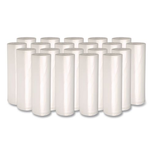 High-Density Can Liners, 10 gal, 6 mic, 24" x 23", Natural, Perforated Roll, 50 Bags/Roll, 20 Rolls/Carton
