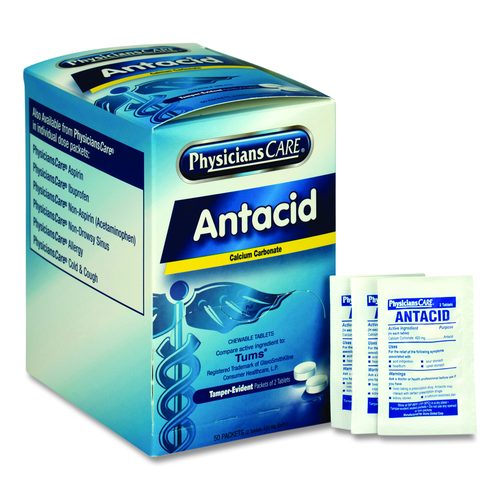 Antacid Calcium Carbonate Medication, Two-Pack, 50 Packs/box