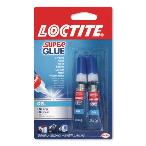 Super Glue Gel Tubes, 0.07 Oz, Dries Clear, 2/pack